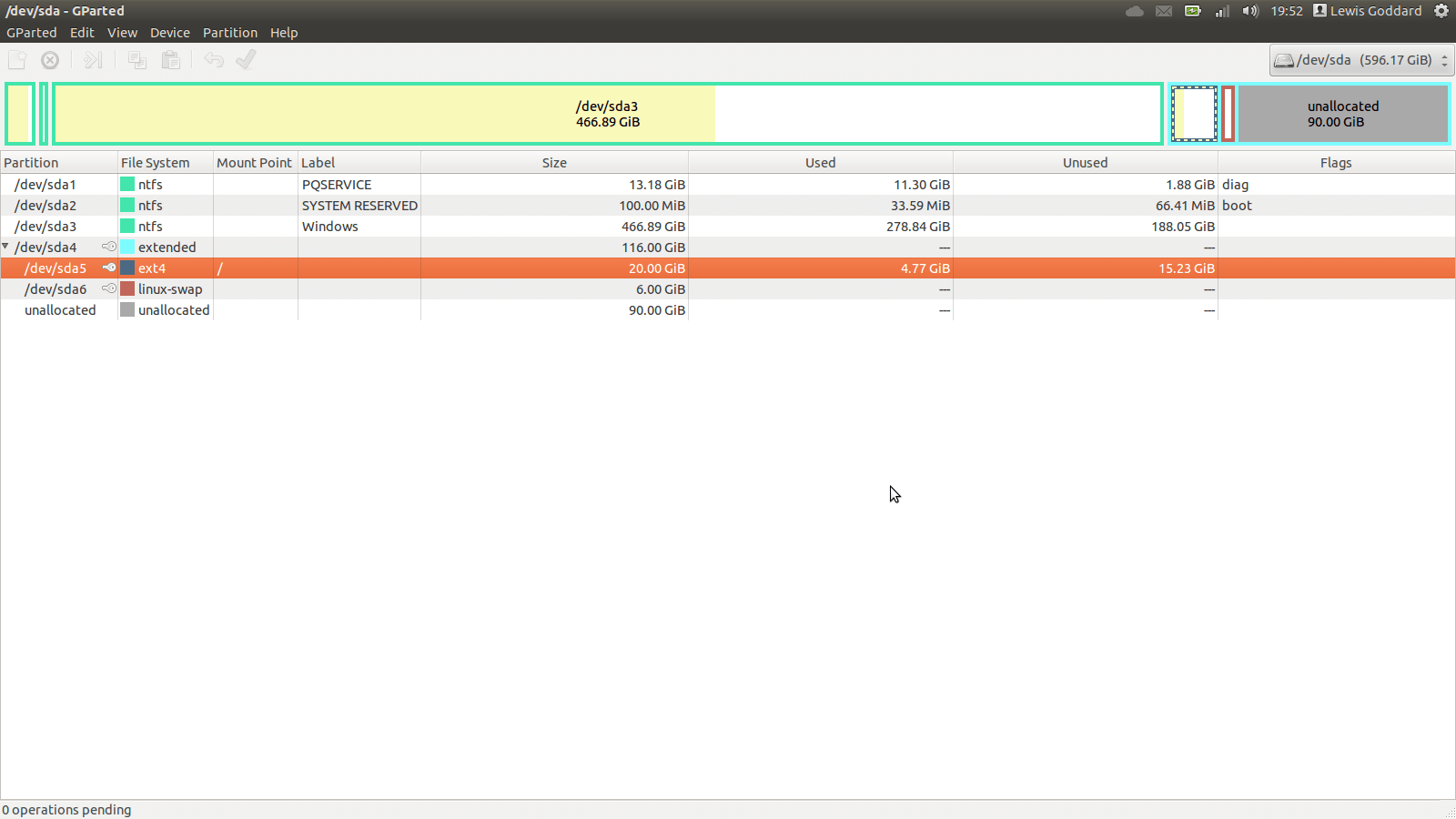 GParted is a nice way to Manage Partitions