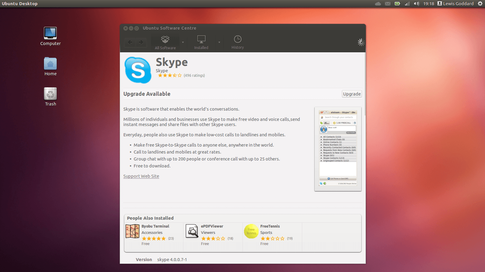Upgrade Skype in the Ubuntu Software Centre